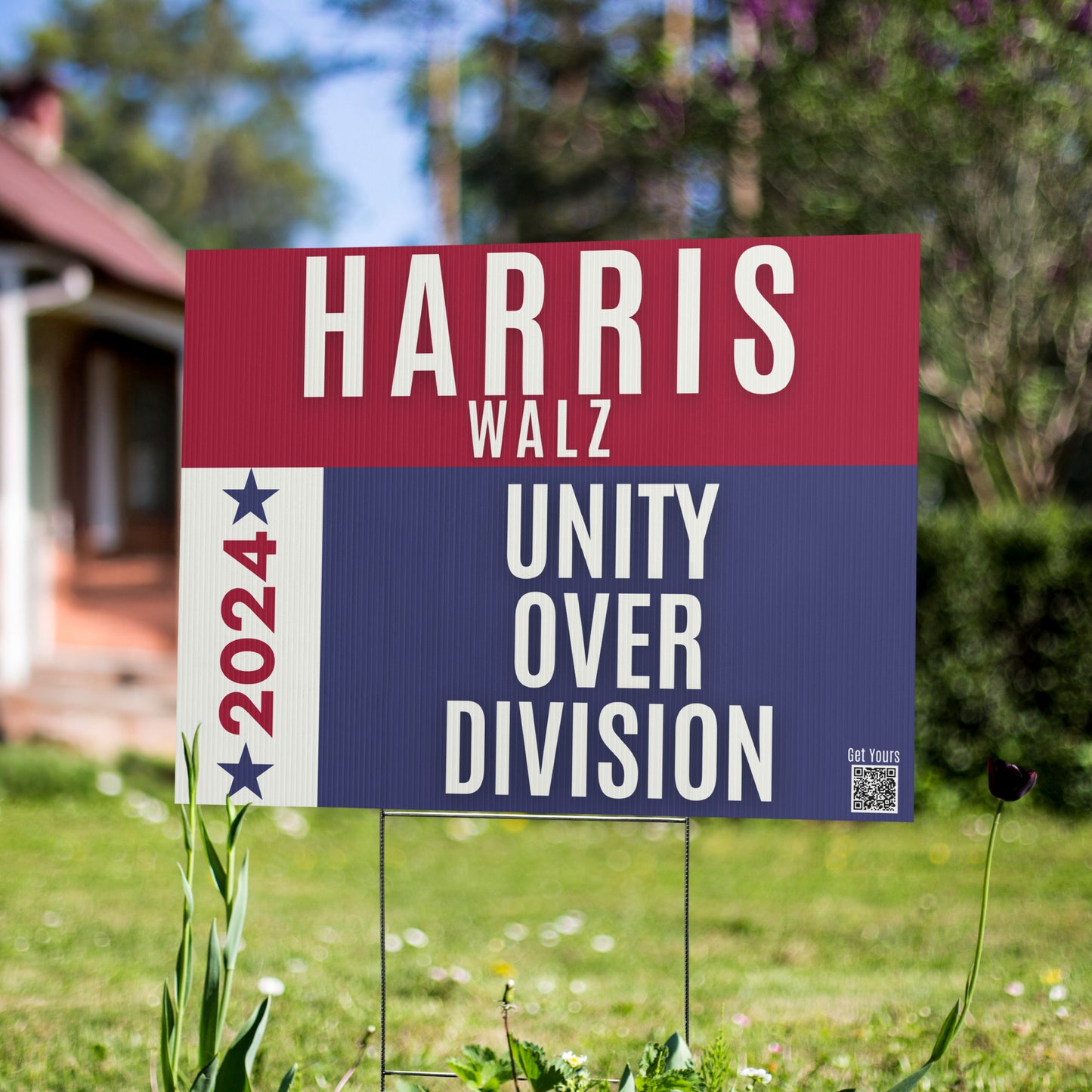 Harris Walz Yard Sign - Unity Over Division